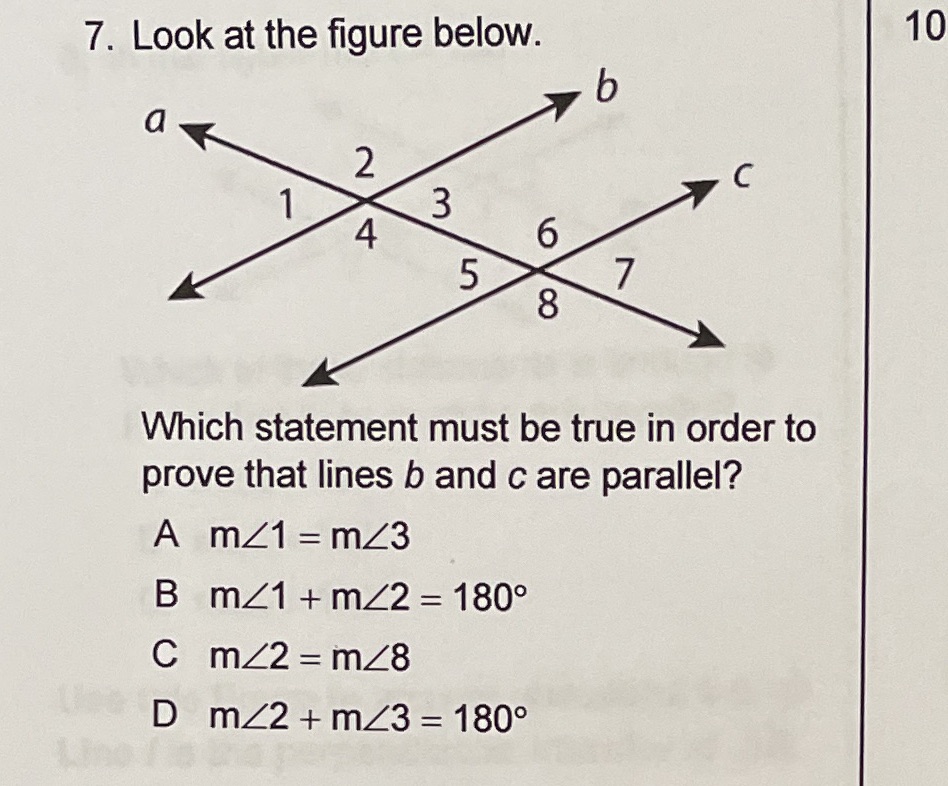 7. Look at the figure below. 10 a 2 C 3 4 6 5 7