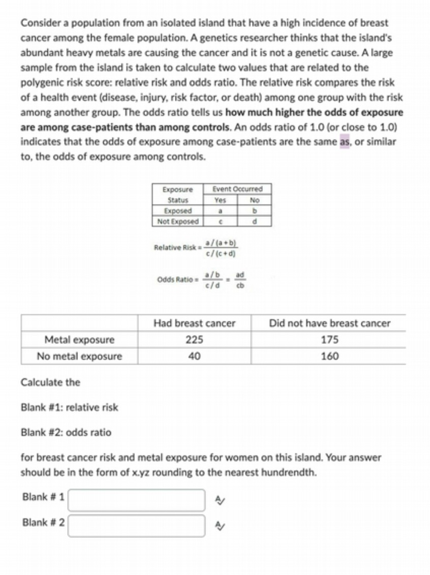 Consider a population from an isolated island
