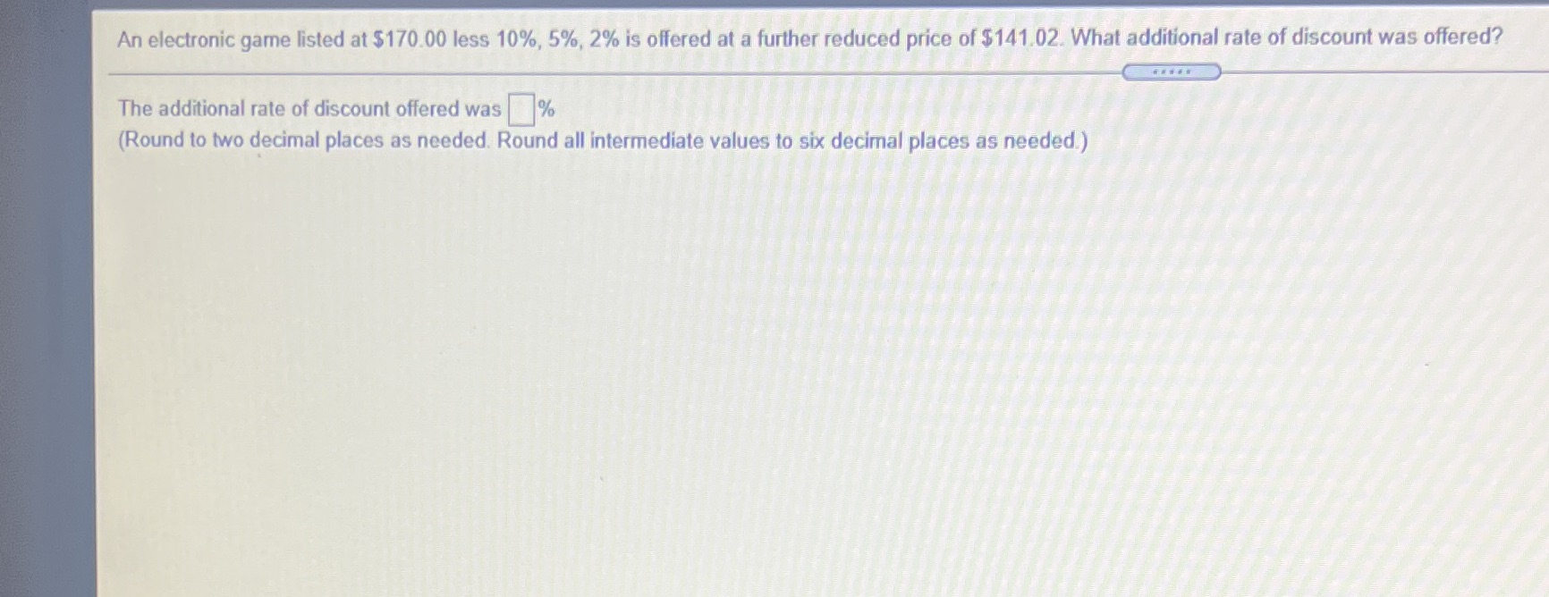An electronic game listed at $170.00 less 10%,