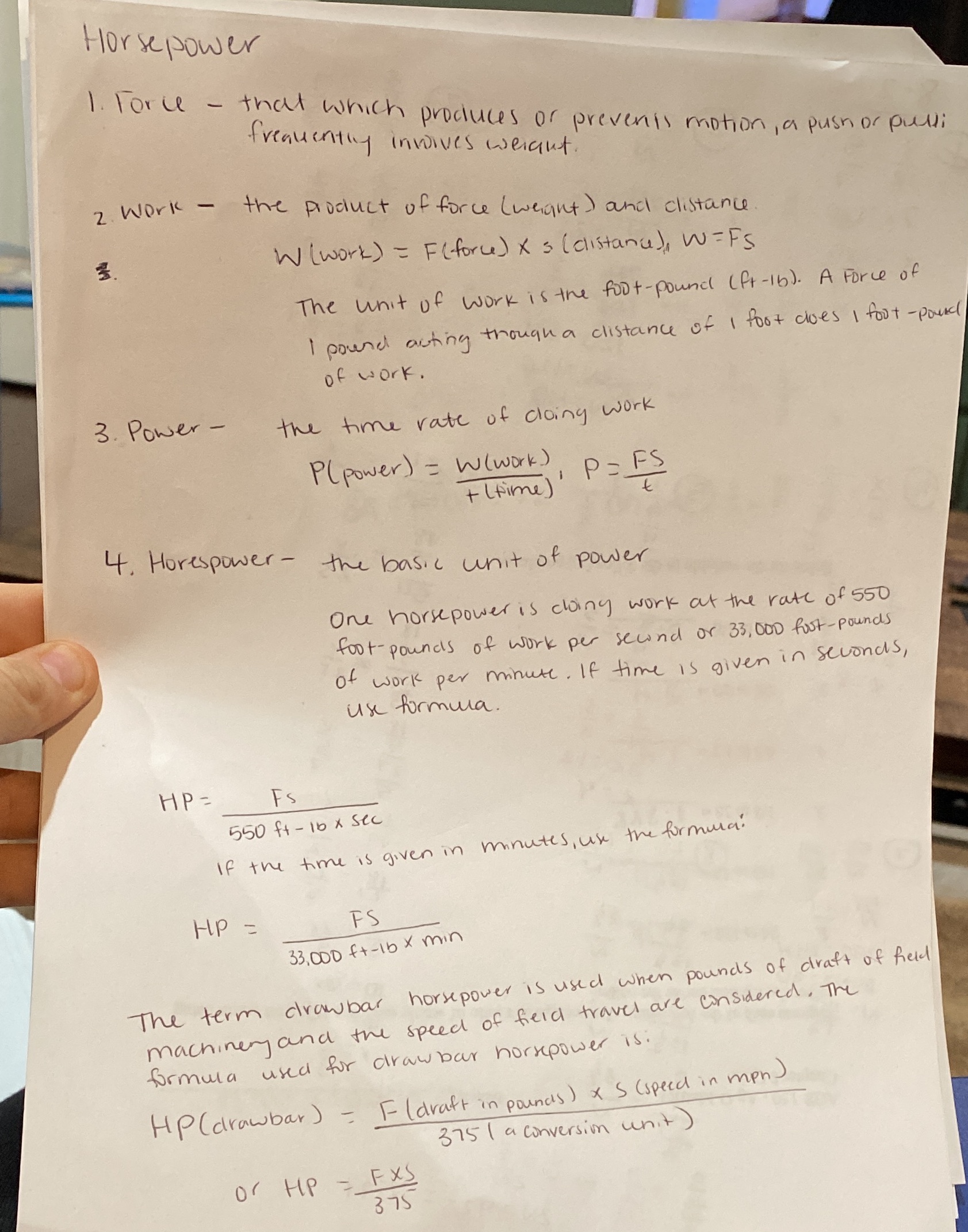 Find the drawbar horsepower of a tractor