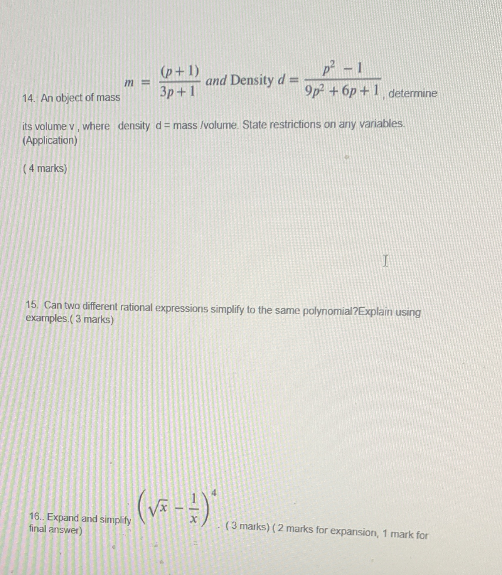 This is grade 11 math rational functions (p + 1)