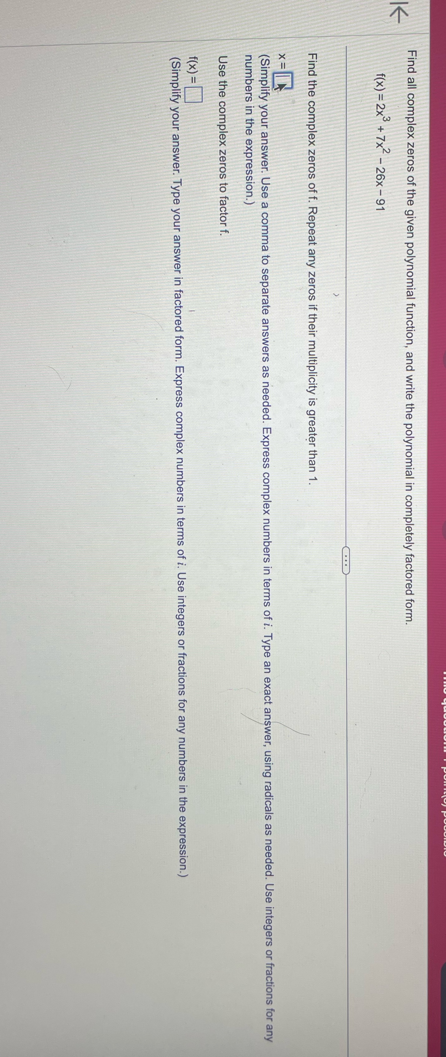 Pleas solve Find all complex zeros of the given
