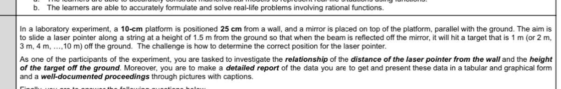 I just need the table of values, graph, final
