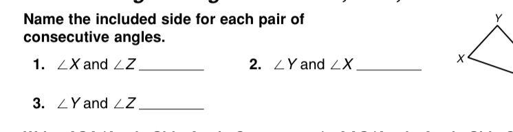 Name the included side for each pair of y