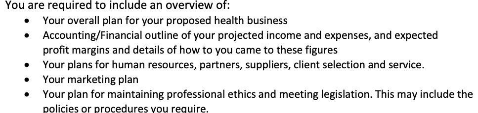 You are required to include an overview of: Your