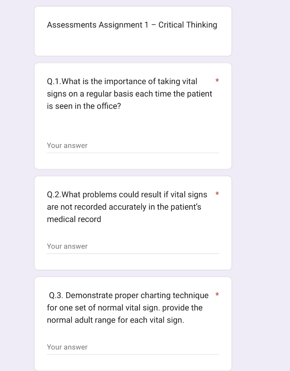 Assessments Assignment'l - Critical Thinking