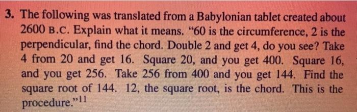3. The following was translated from a Babylonian