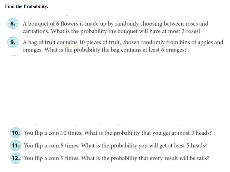 Find the Probability. @ A bouquet of 6 owers is