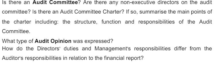 Is there an Audit Committee? Are there any