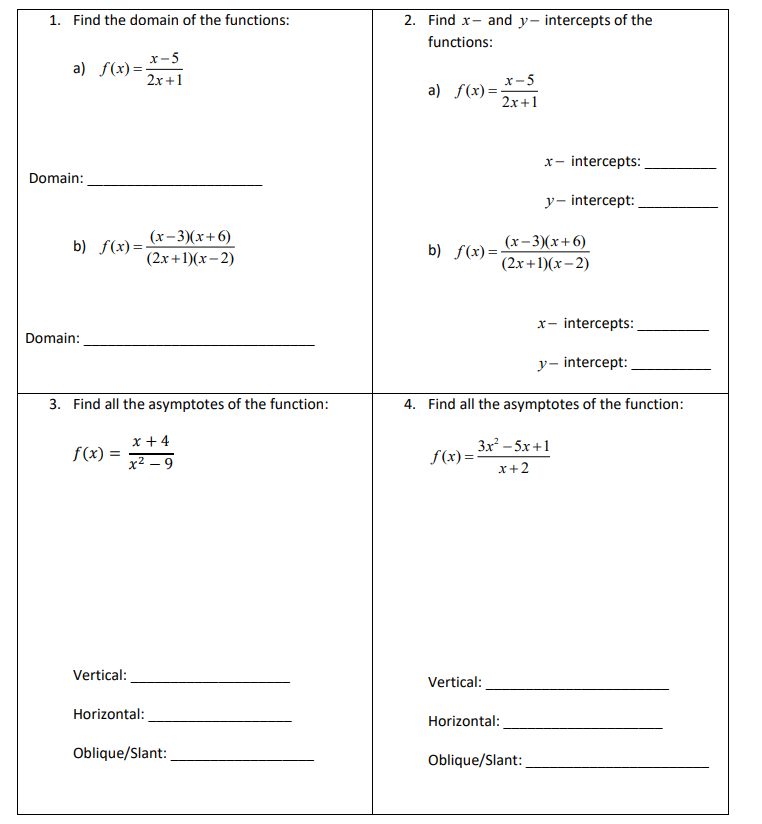 I need help with these 1. Find the domain of the