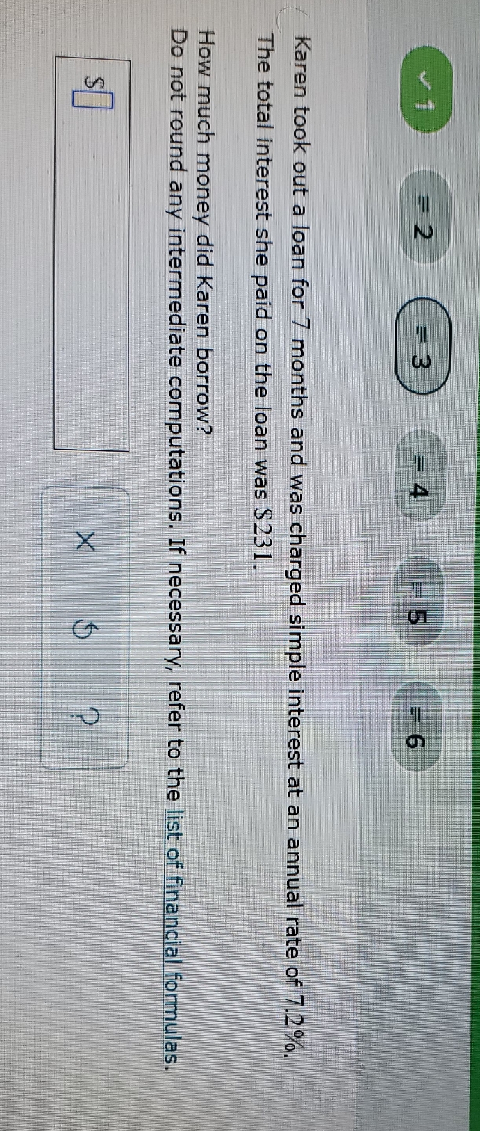 need urgent help v 1 = 2 =3 = 4 LO Karen took out