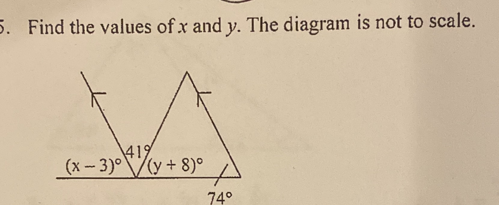 5. Find the values of x and y. The diagram is not