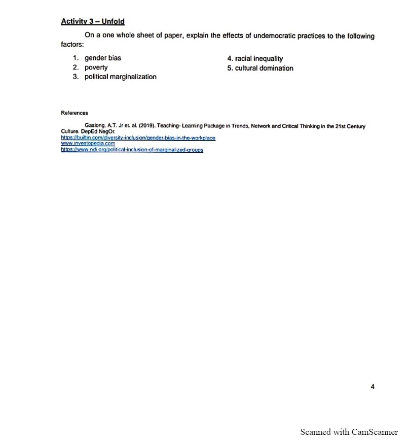 Activity 3 - Unfold On a one whole sheet of