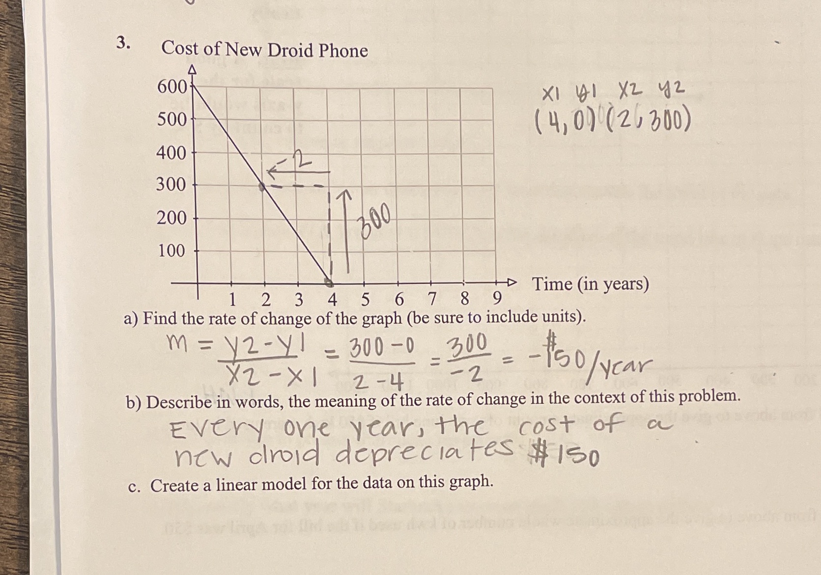 3. Cost of New Droid Phone 600 X1 41 X2 yz 500