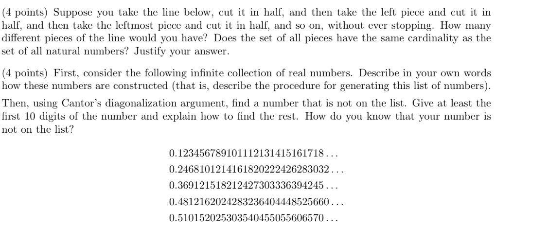 (4 points) Suppose you take the line below, cut