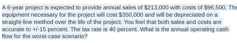 A 6-year project is expected to provide annual