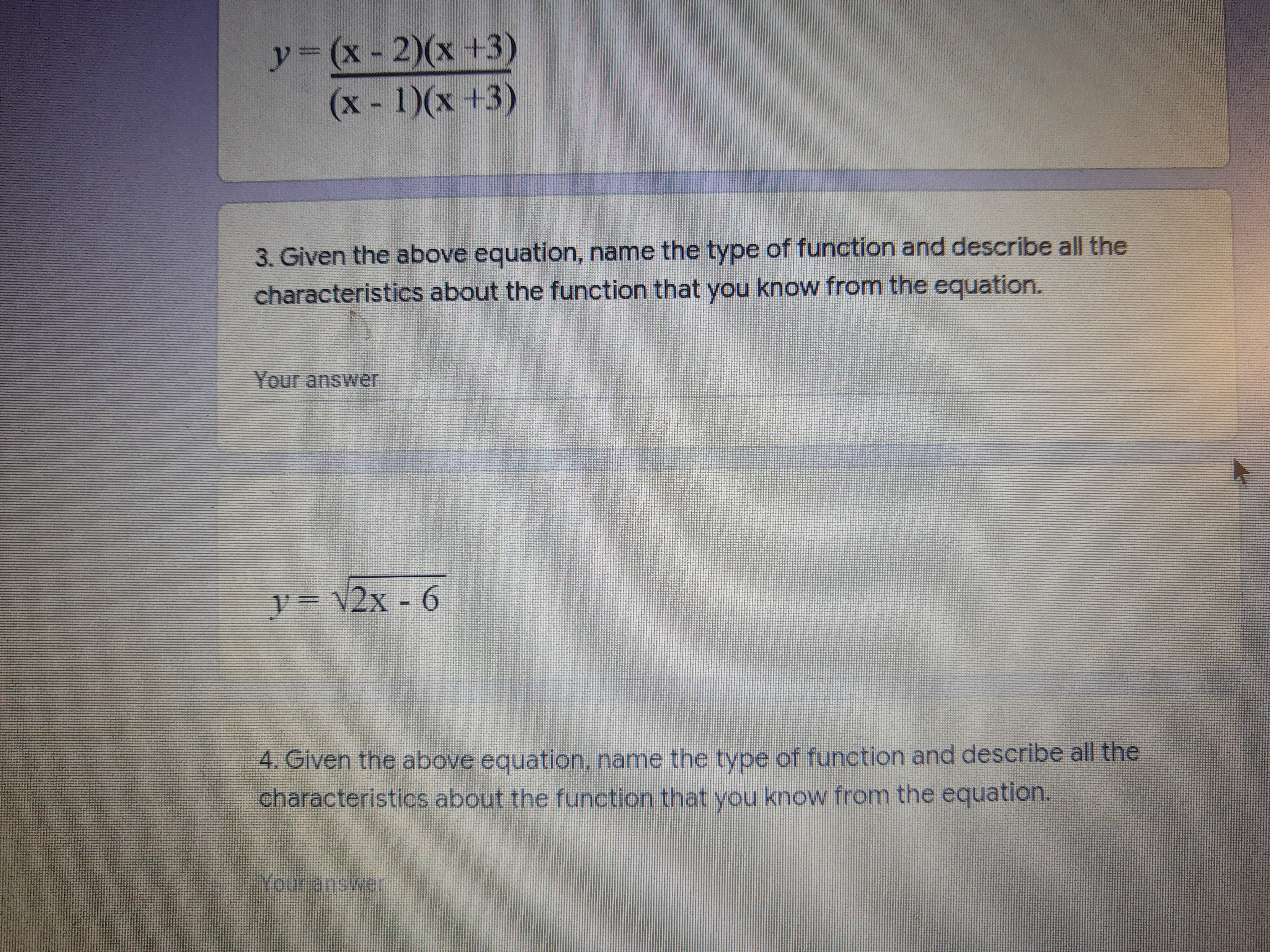 y = 2x - 3x2 + x - 5 1. Given the above equation,