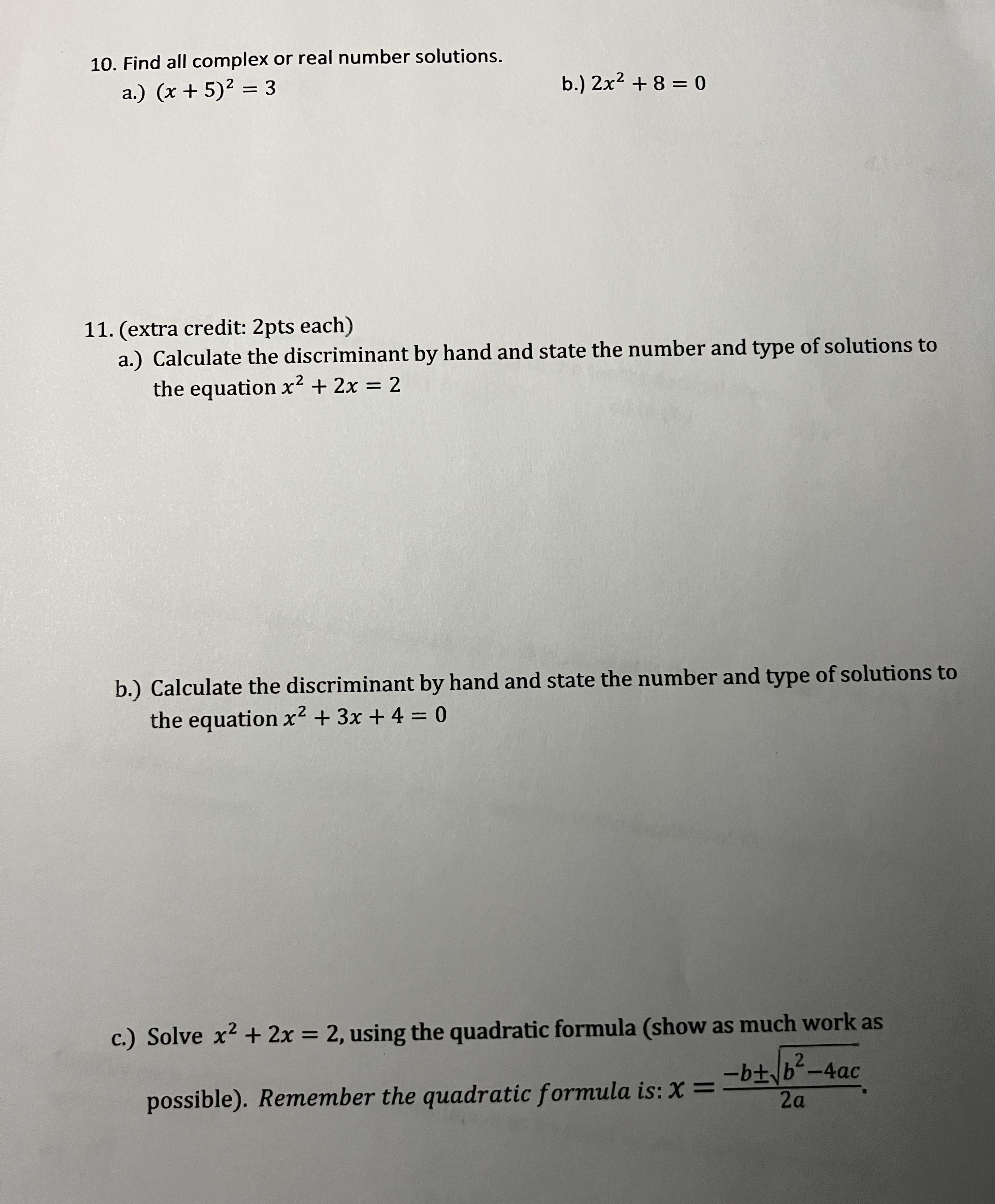 Please answer each question showing full work ,