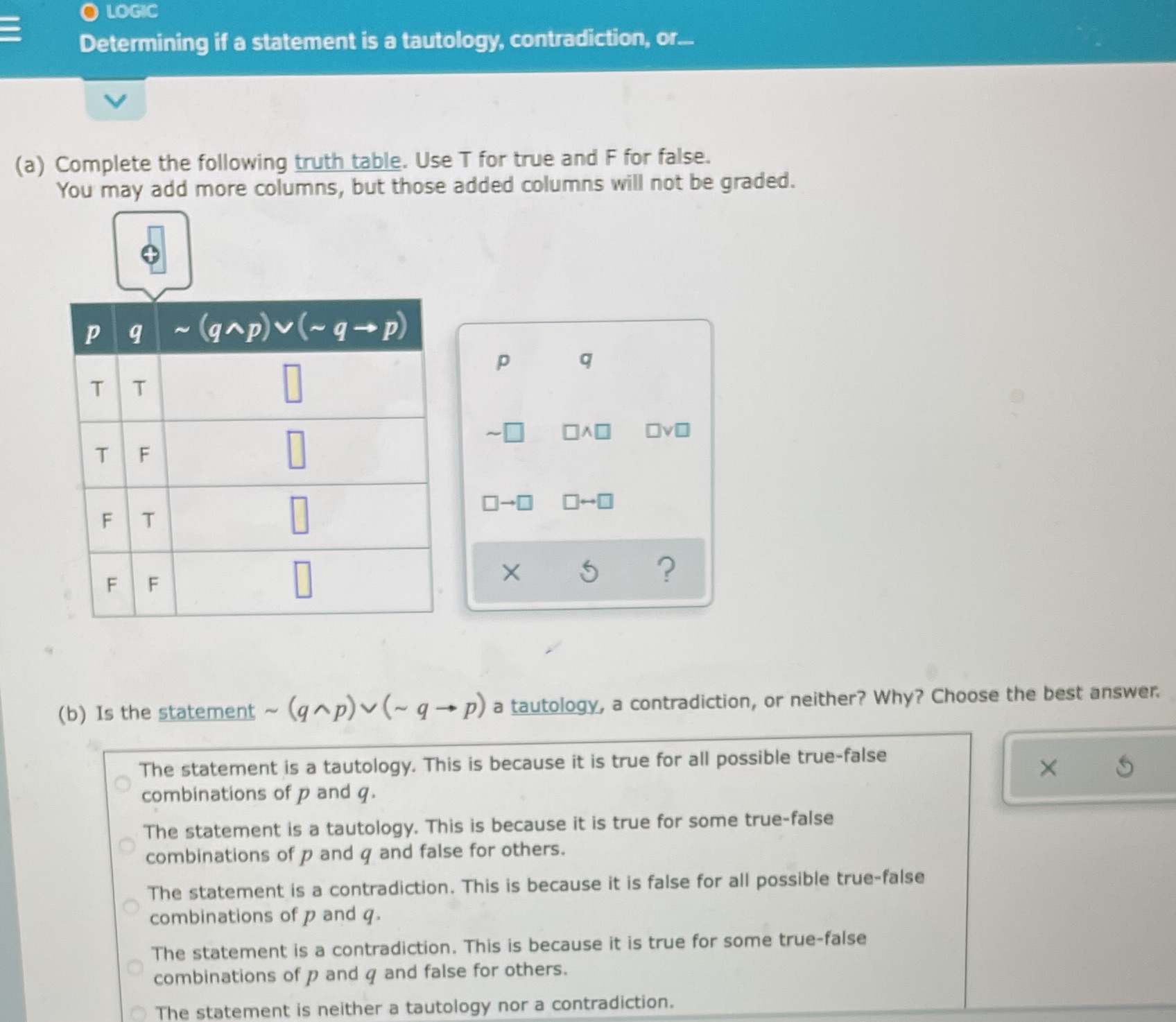 O LOGIC Determining if a statement is a