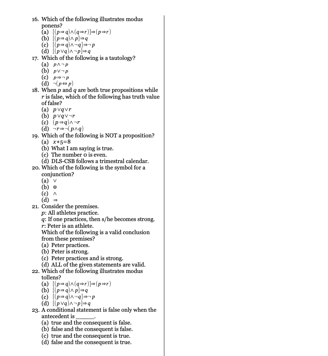 Which of the following is a compound proposition