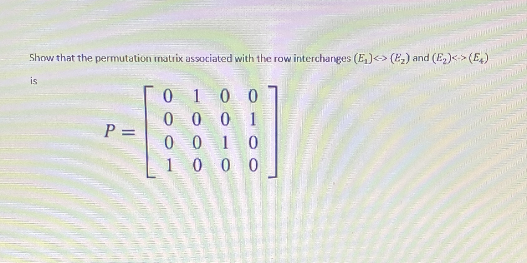 Show that the permutation matrix associated with