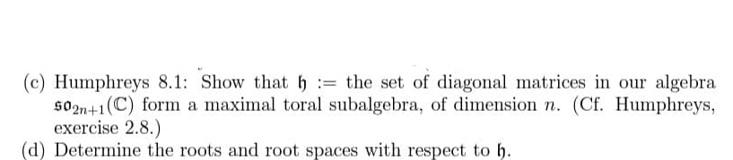help solve this Lie algebra problem. reference is