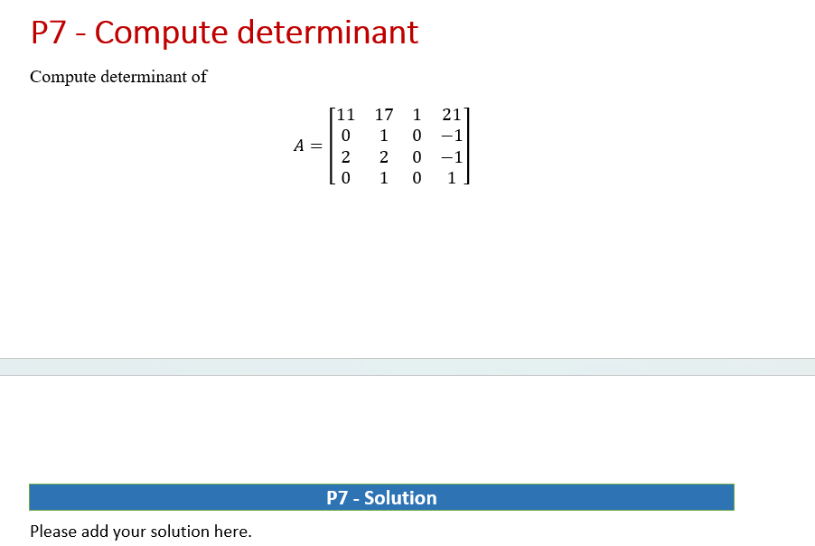 P1 - Linear Combination 2 0 6 101 Let, A : -1 8 5
