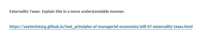 Externality Taxes- Explain this in a more