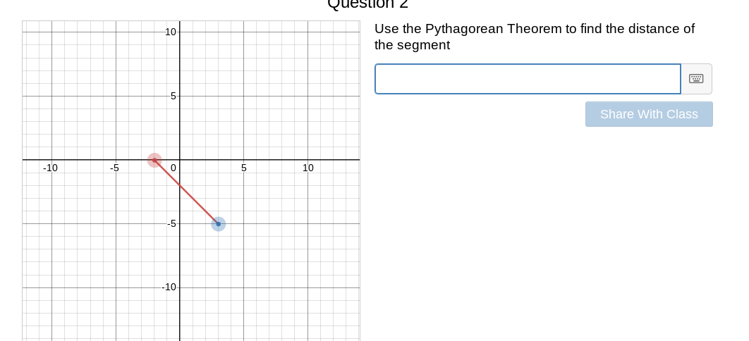 Calculate the distance between the points: (8,5)