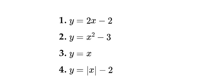 Graph each equation. Let x = -3 , -2, -1, 0 , 1,