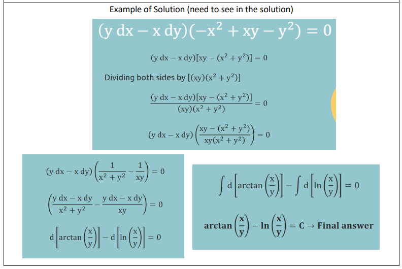 DIFFERENTIAL EQUATION: INTEGRABALE COMBINATIONS