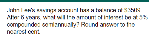 John Lee's savings account has a balance of