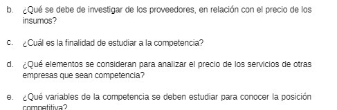 b. Que se debe de investigar de los proveedores,
