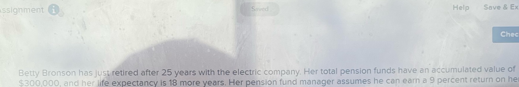 ssignment Saved Help Save & Ex Chec Betty Bronson