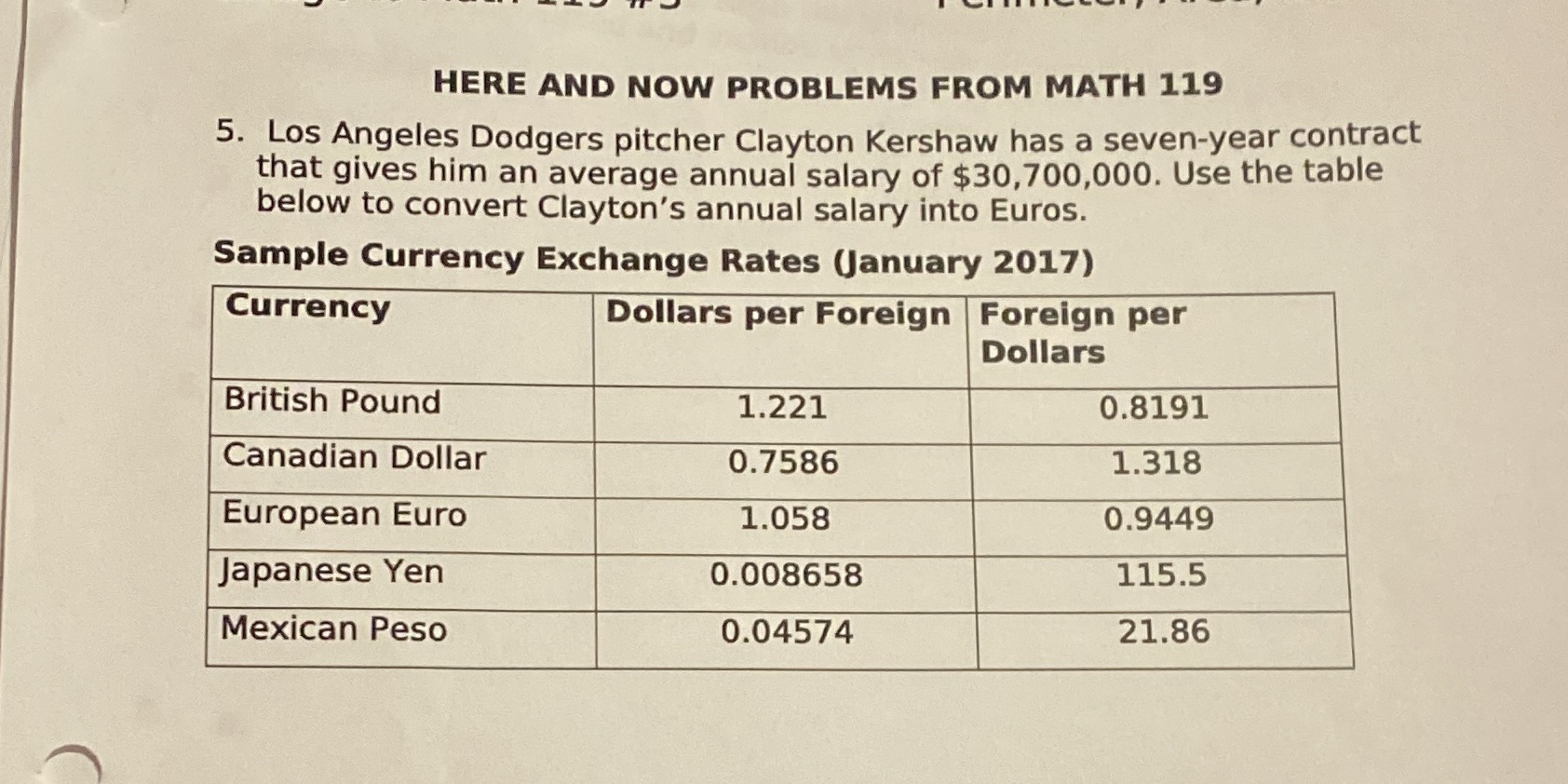 HERE AND NOW PROBLEMS FROM MATH 119 5. Los