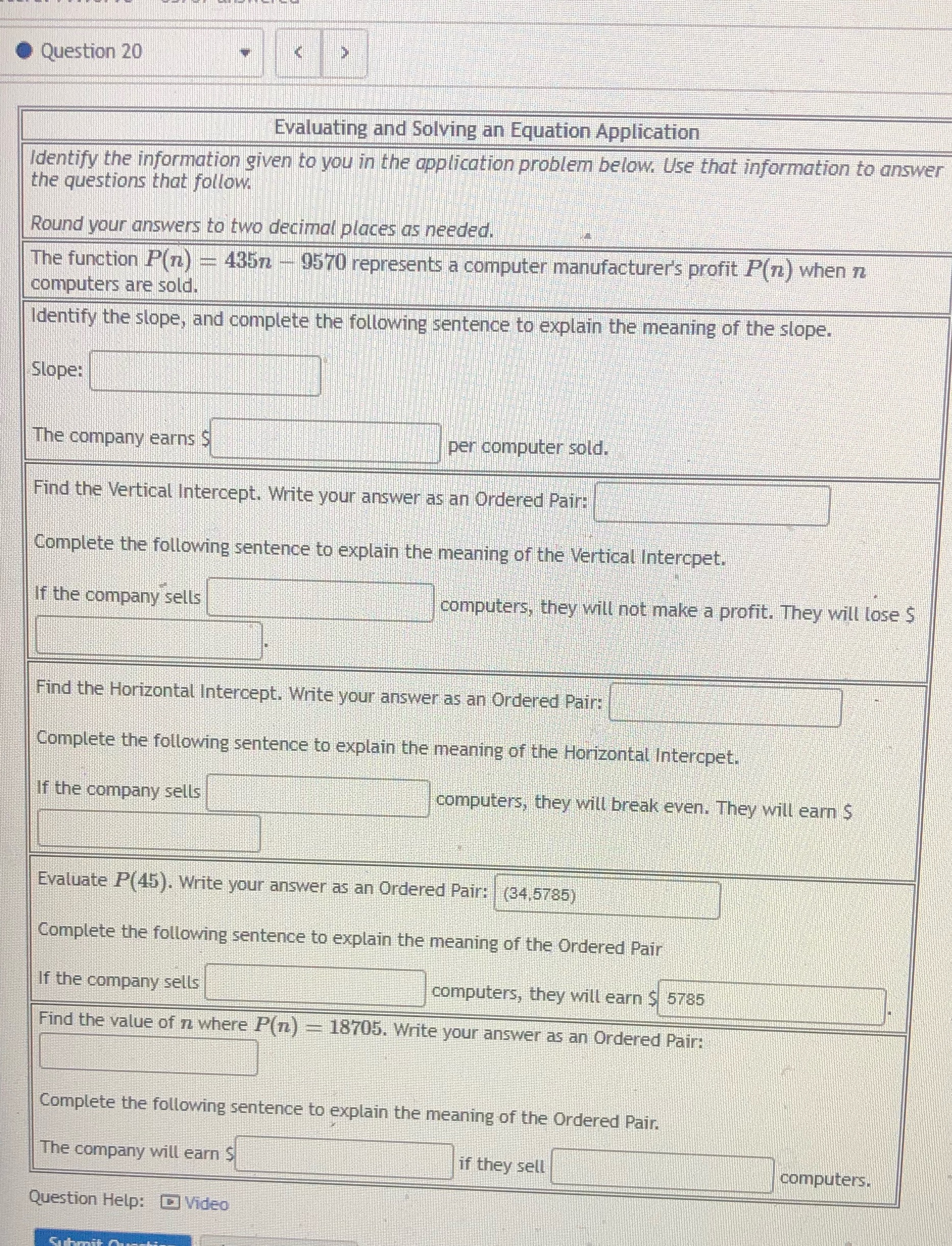 Question 20 Evaluating and Solving an Equation
