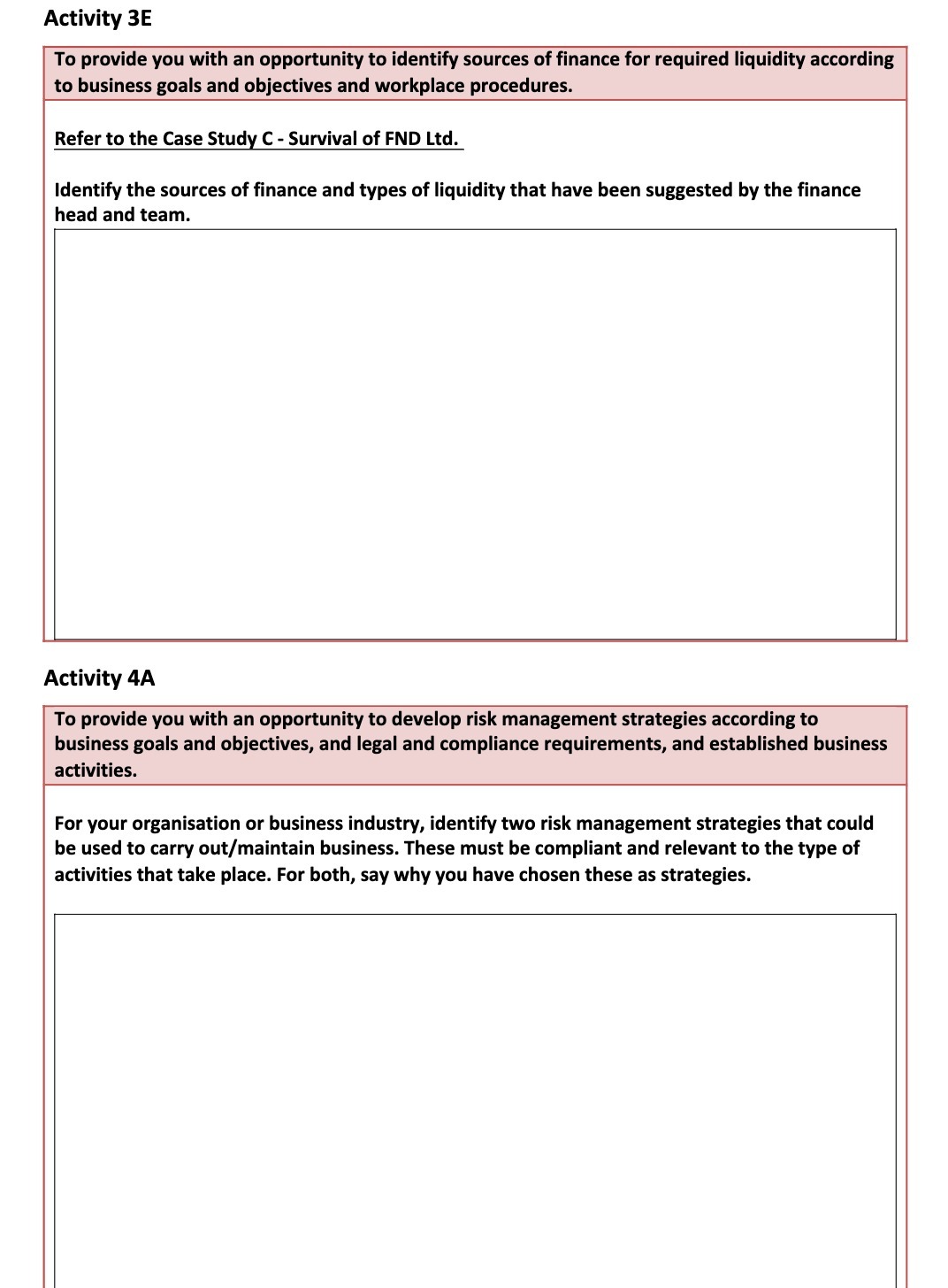 Activity 3E To provide you with an opportunity to