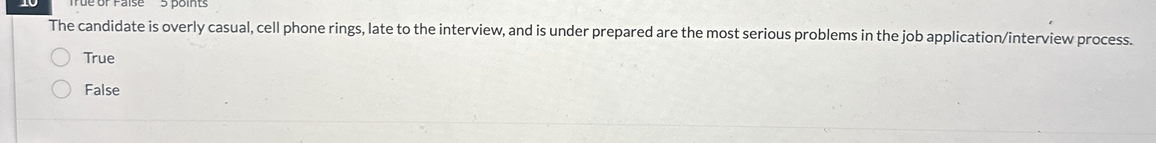 The candidate is overly casual, cell phone rings,