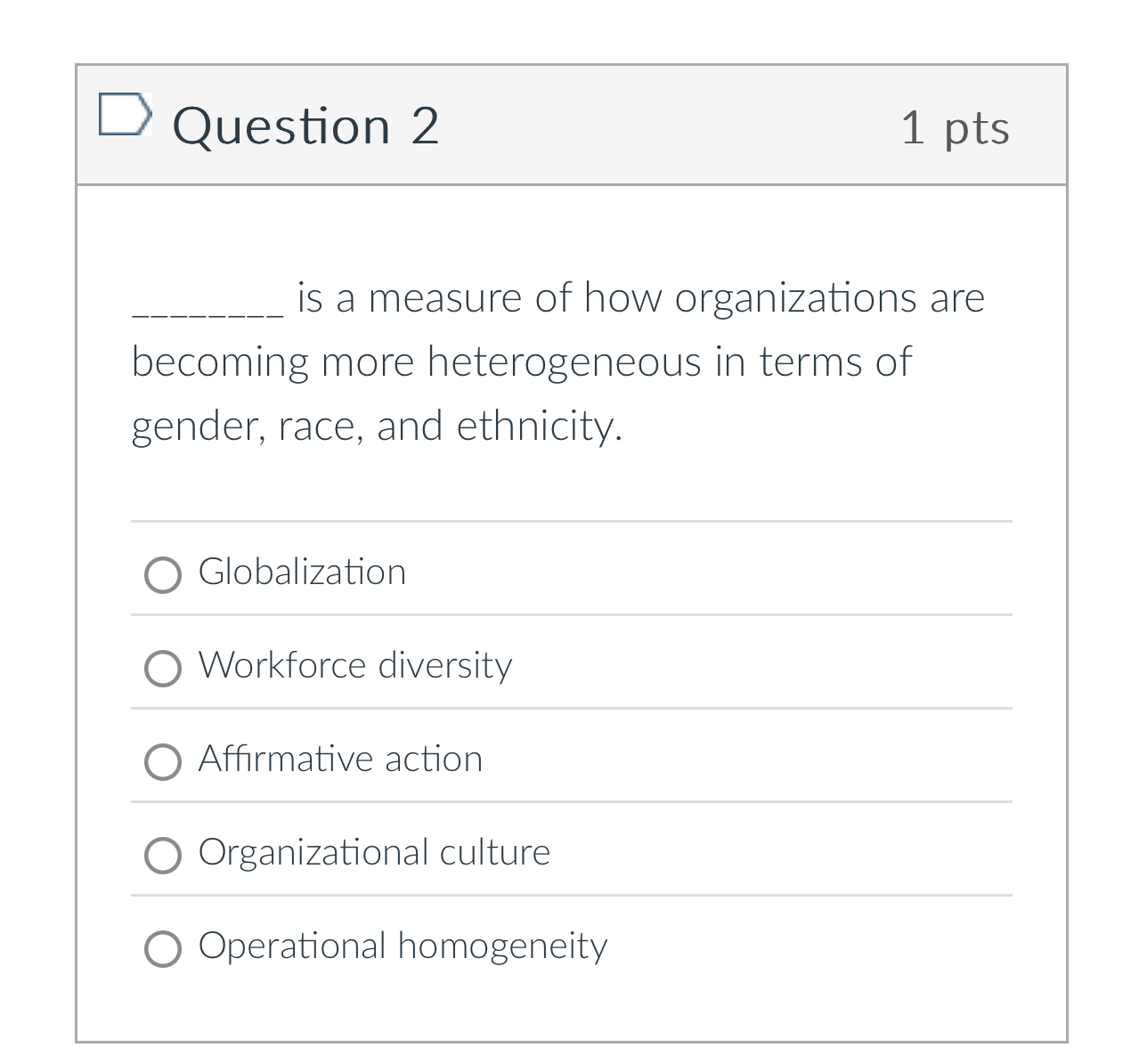Question 2 1 pts is a measure of how