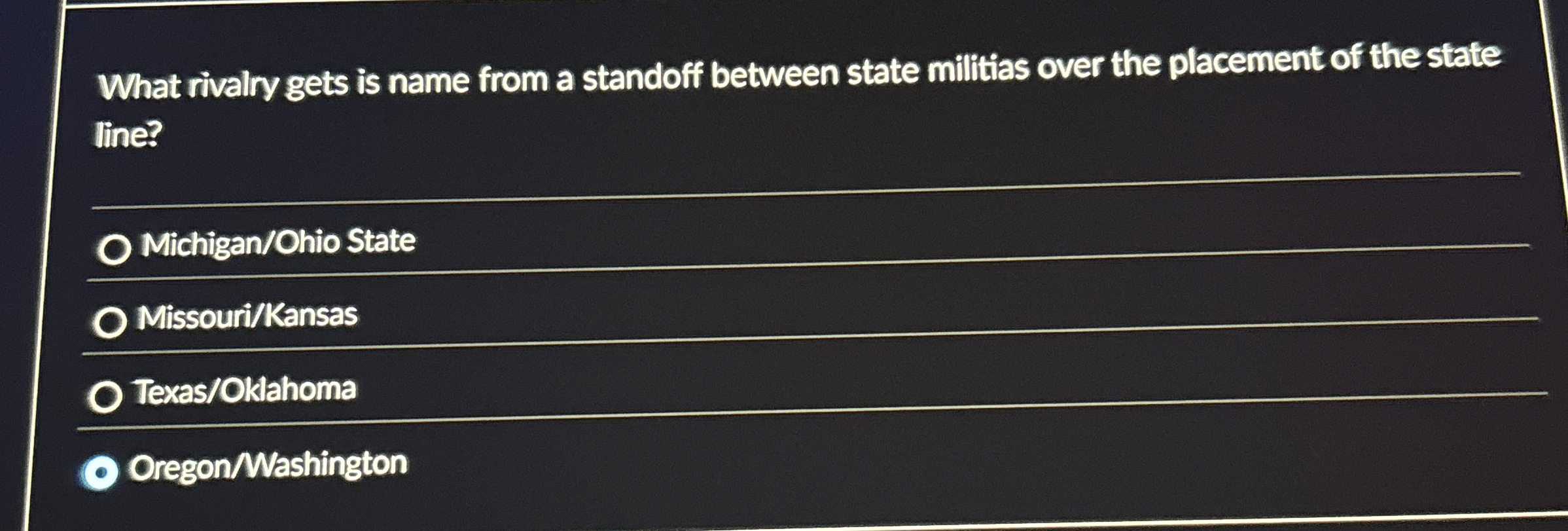 What rivalry gets is name from a standoff between