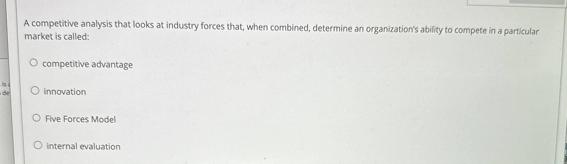 A competitive analysis that looks at industry