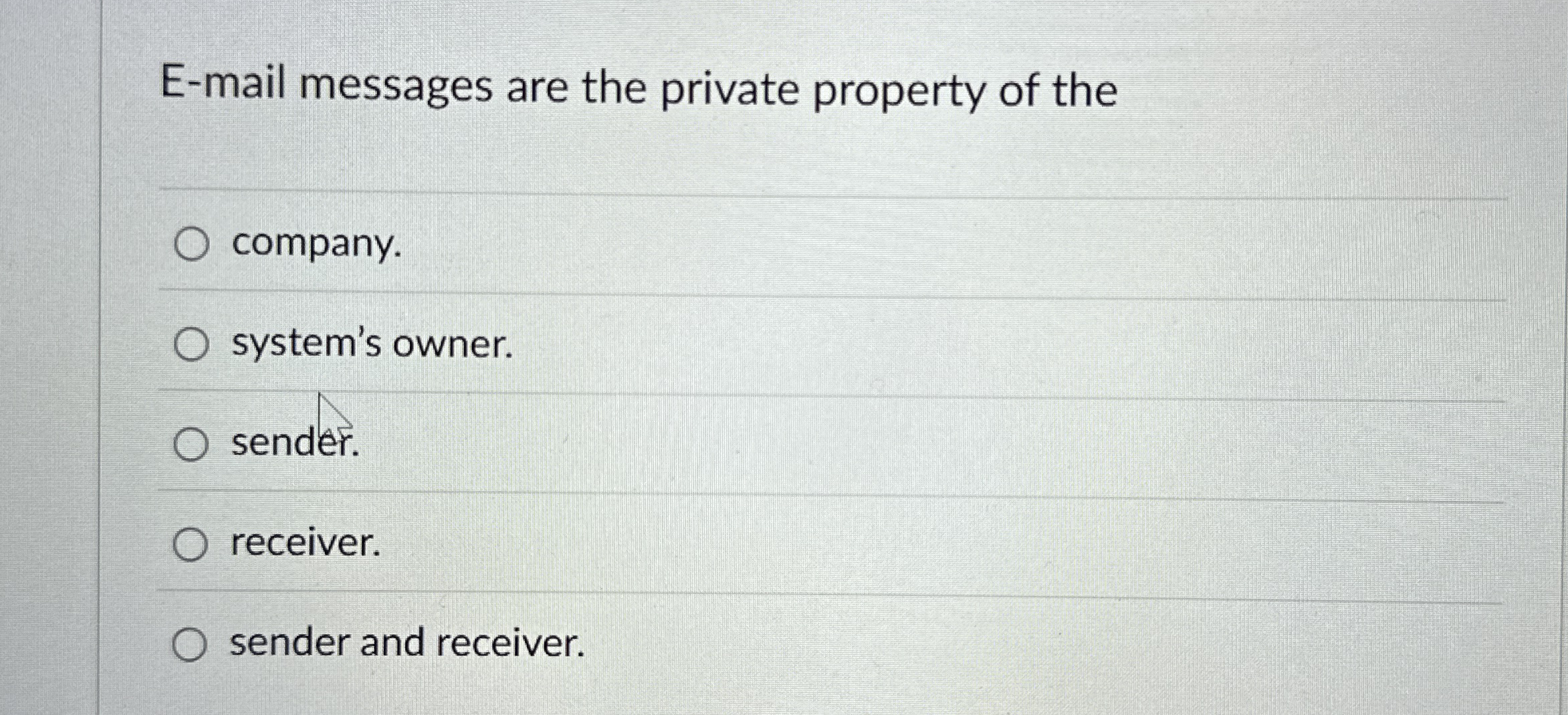 E - mail messages are the private property of the