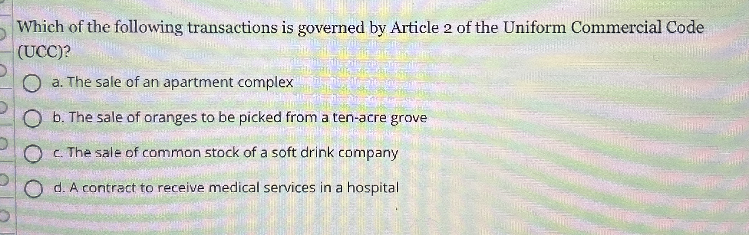 Which of the following transactions is governed