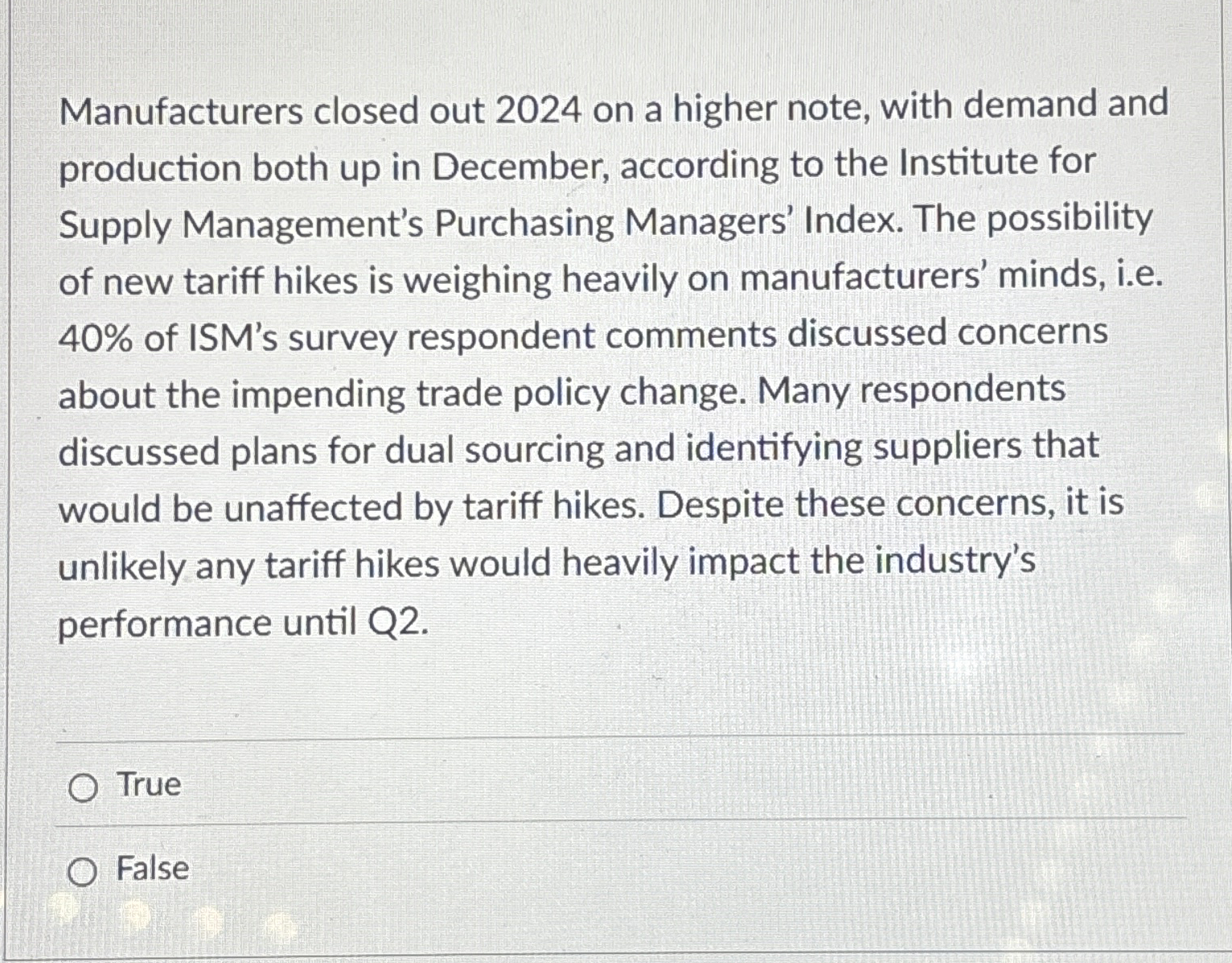 Manufacturers closed out 2 0 2 4 on a higher