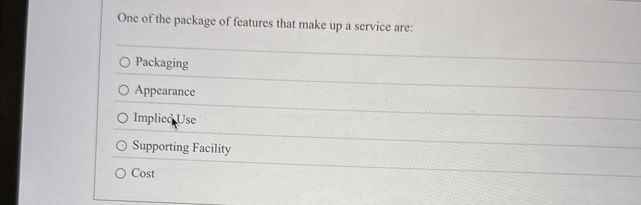 One of the package of features that make up a