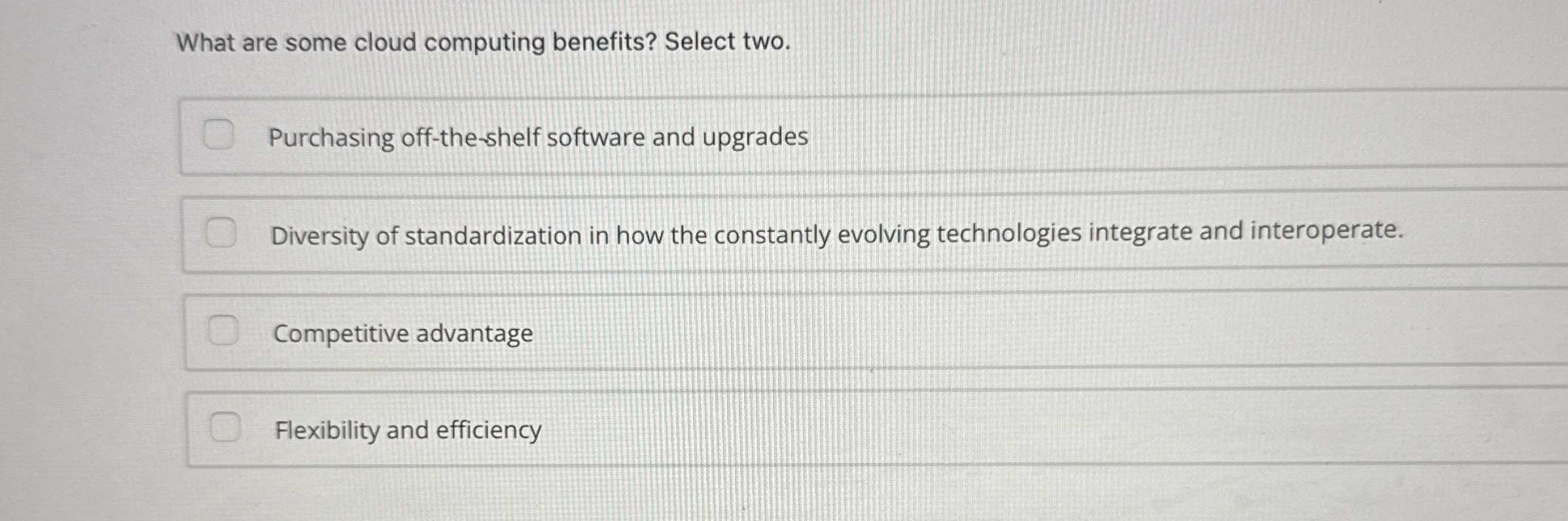 What are some cloud computing benefits? Select