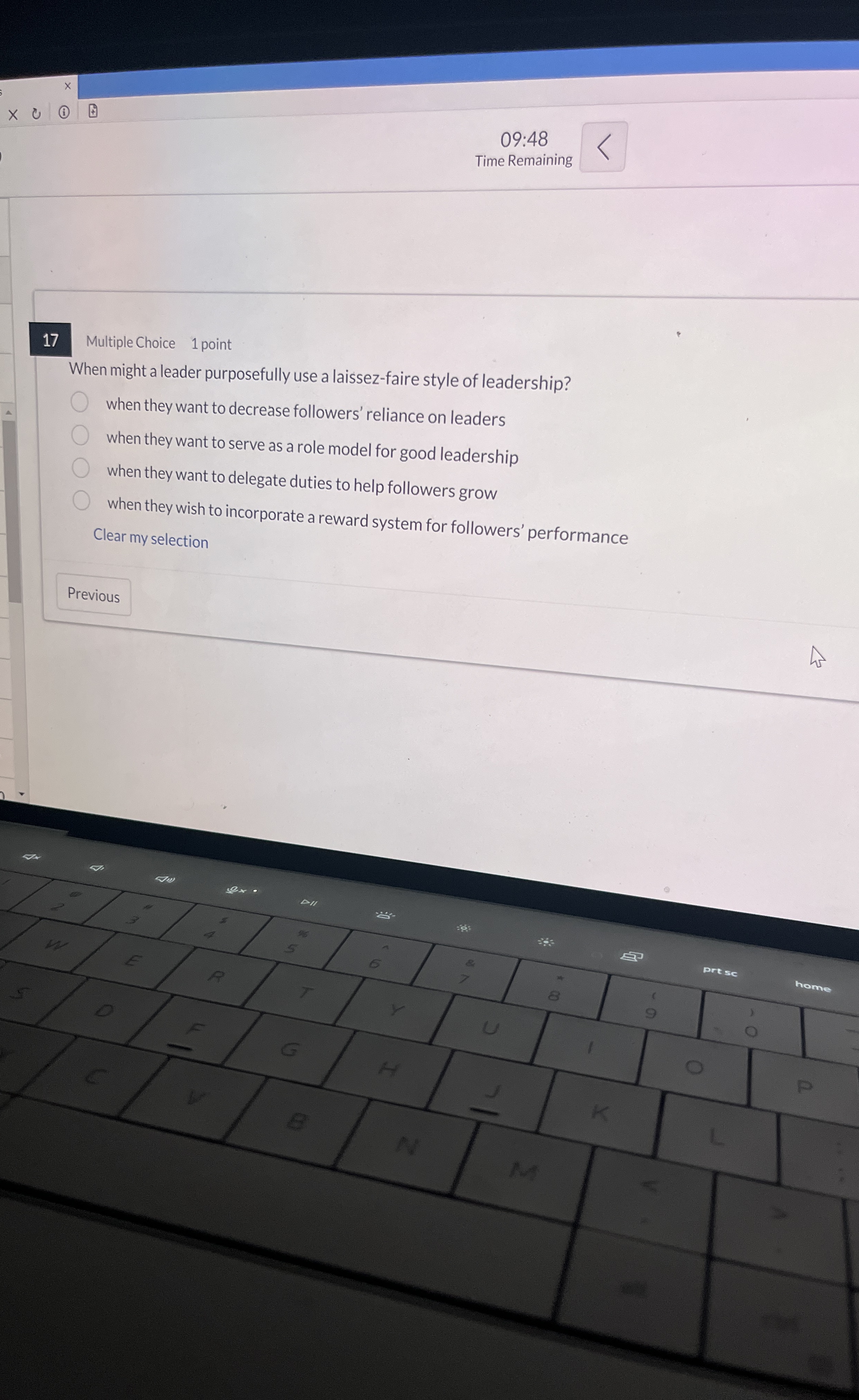 0 9 : 4 8 Time Remaining 1 7 Multiple Choice 1