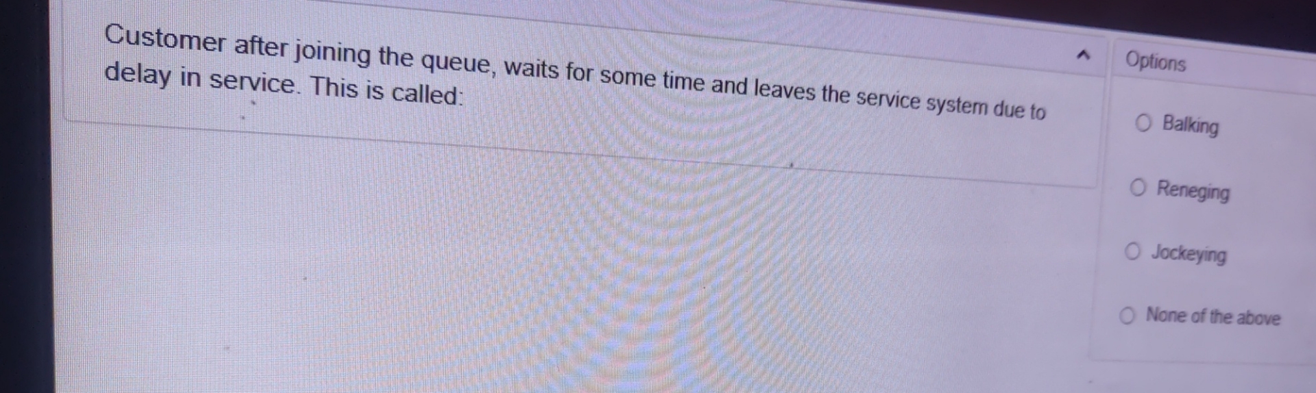 Customer after joining the queue, waits for some