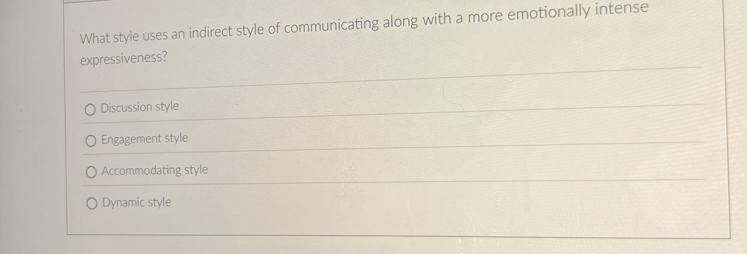 What style uses an indirect style of