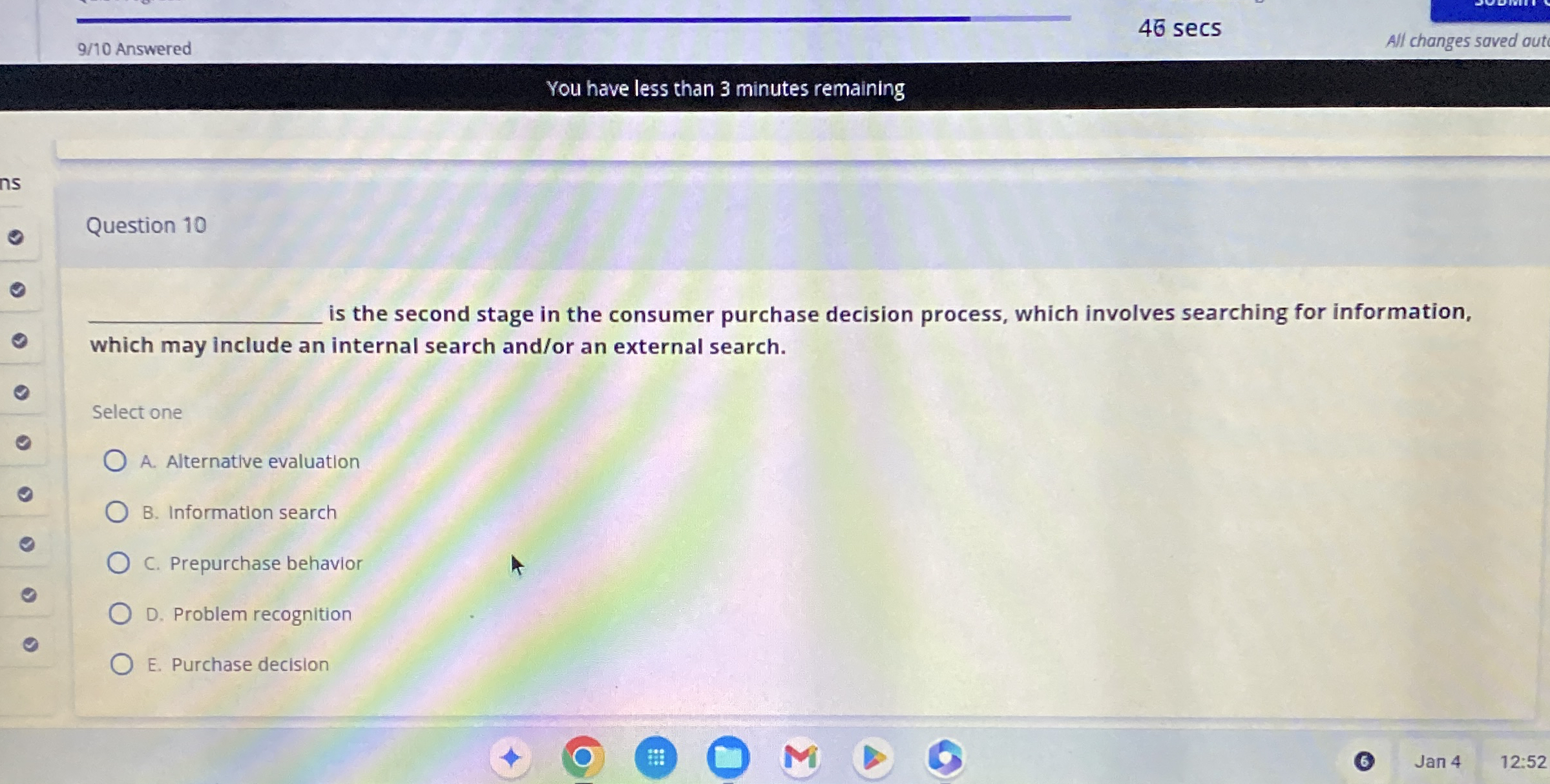 4 6 secs All changes saved out 9 / 1 0 Answered